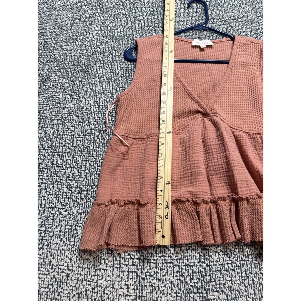 Pink Rose Women's Size Large Waffle Knit Babydoll Tank Top - Picture 8 of 12